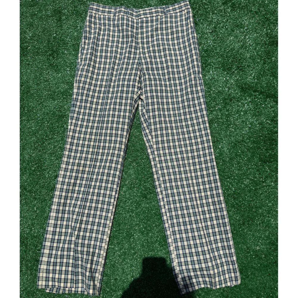 Vintage Corbin Seaport Patterns Plaid Trousers Men 34x31 Navy Green Yellow Check